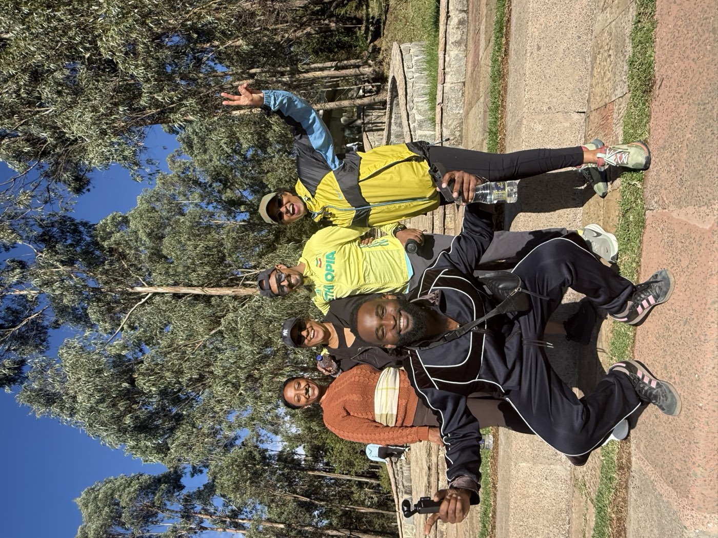 Outdoor training crew in the forest park
